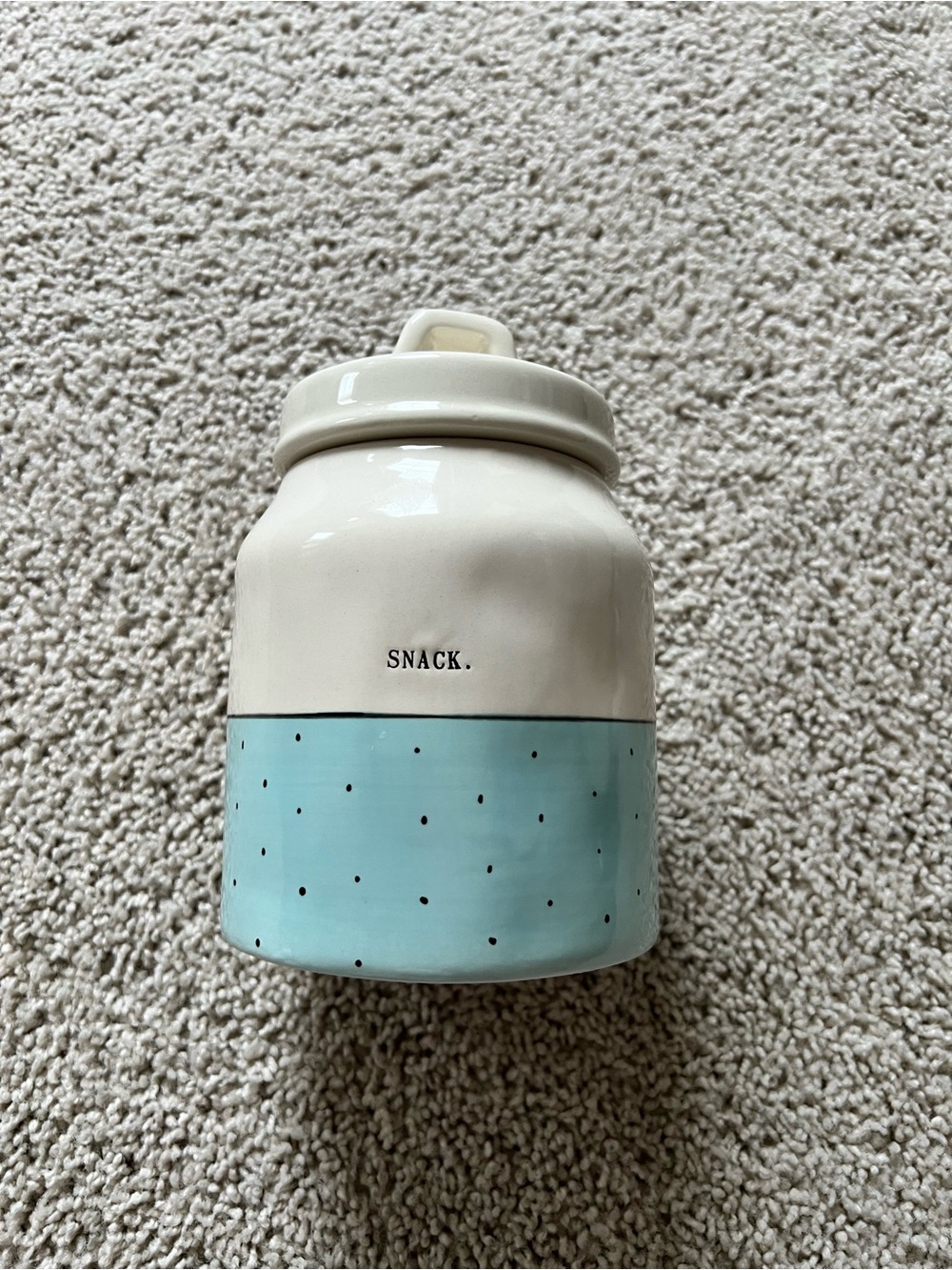 Rae Dunn Two-Tone Snack Canister in Cream and Light Blue